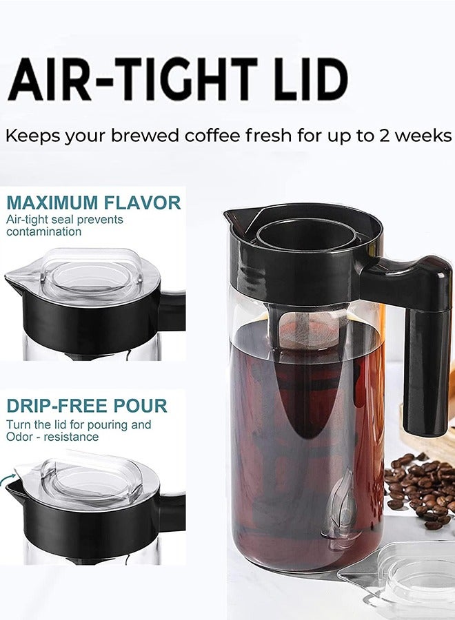 Garlo Cold Brew Coffee Maker, Iced Coffee Maker and Tea Brewer with Easy to Clean Reusable Mesh Filter Borosilicate Glass Pitcher 1.3L  - Image 3