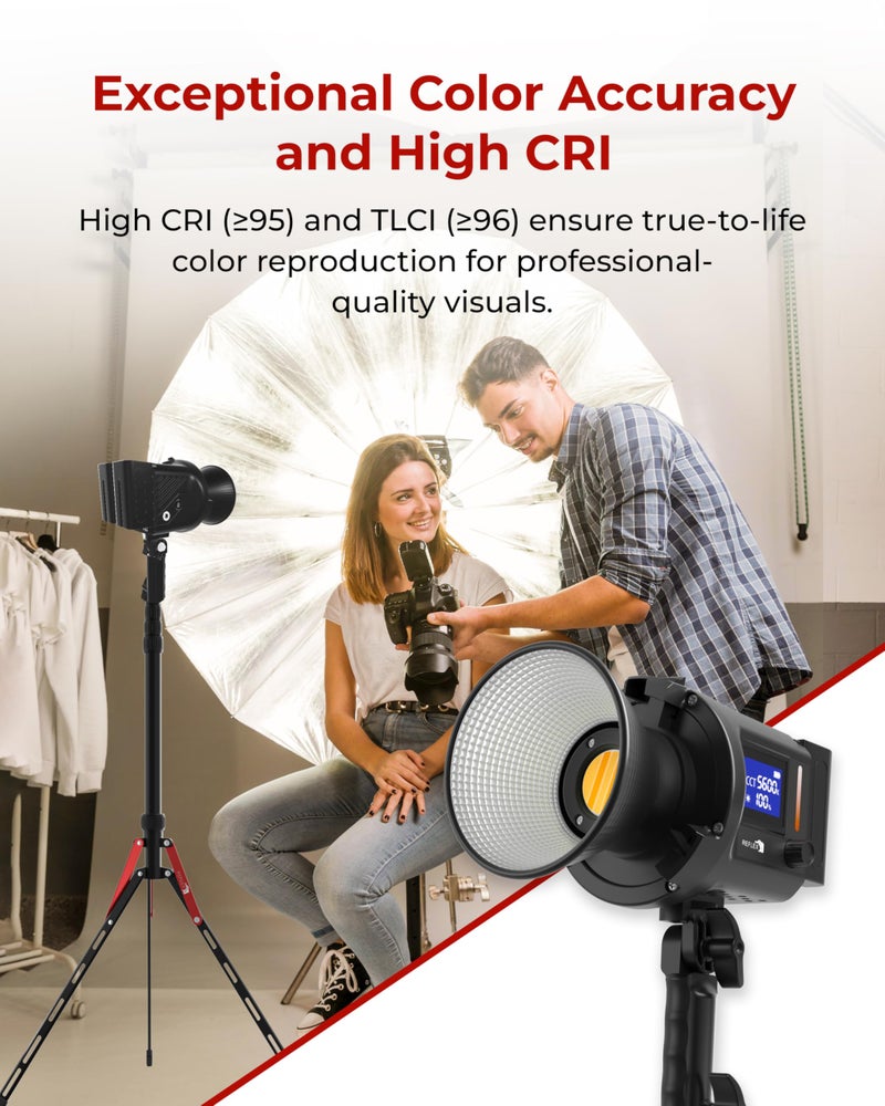REFLEX CAMERA Professional 80W Handheld LED Photography Light â€“ Portable Studio Video Light, Continuous Lighting for Photography, Handheld LED Spotlight. 3200-5600K 18000lux/1m CRI97 12 Effects + RGB - Image 4