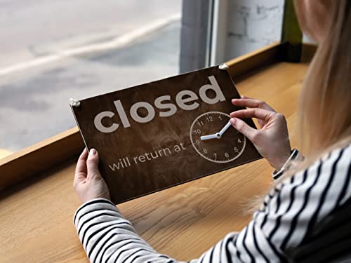 Toros.Store Double-Sided Open Sign with Clock - Rustic Wooden Open Closed Sign with Will Return Clock for Business, Vintage Wood, Decorative, for Door and Window, 12 х 8 Inches - Image 3