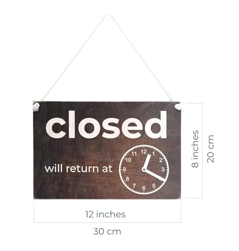 Toros.Store Double-Sided Open Sign with Clock - Rustic Wooden Open Closed Sign with Will Return Clock for Business, Vintage Wood, Decorative, for Door and Window, 12 х 8 Inches - Image 5