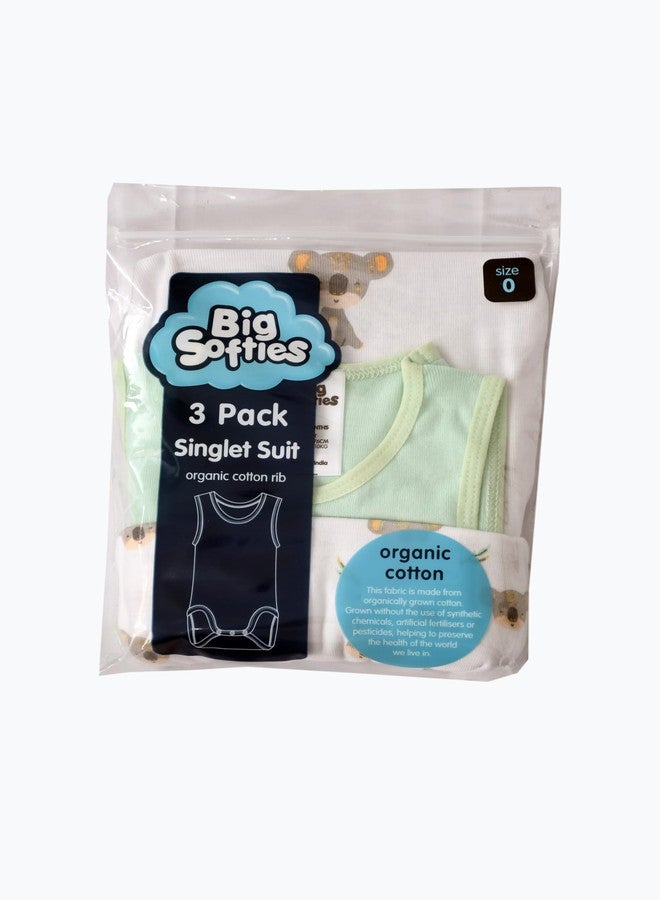 Big Softies طقم بيج سوفتيز مكون من 3 قطع من القطن العضوي | تصميم كوالا | 100% عضوي | قطن مضلع | قميص داخلي للأطفال | فائق النعومة، قابل للتمدد، وجيد التهوية (18-24 شهرًا) - Image 2