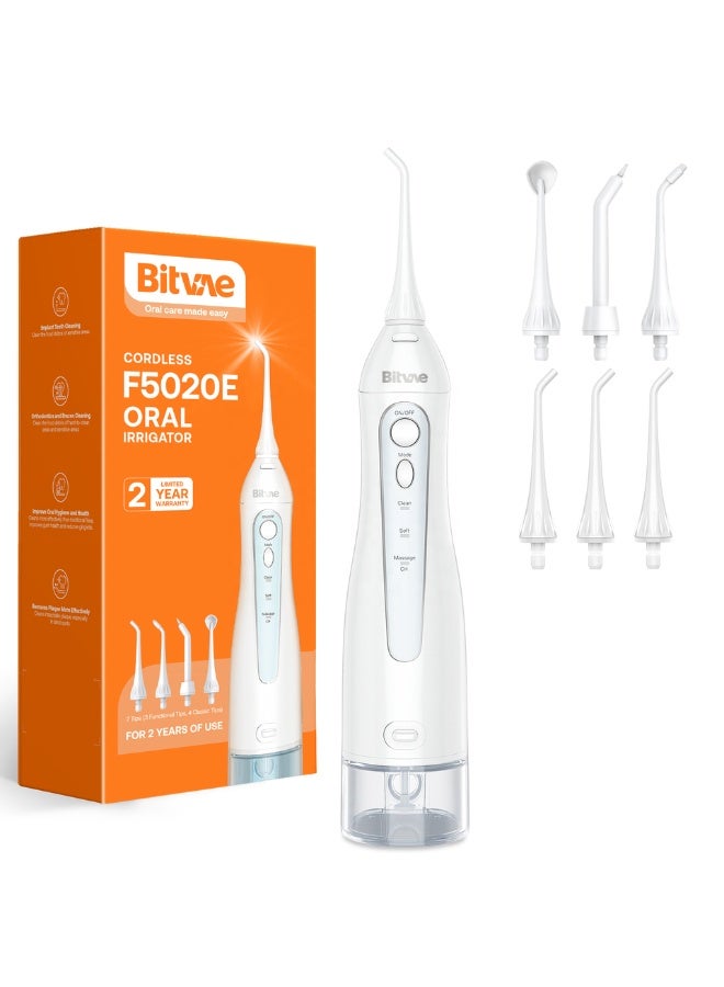 Bitvae F5020E Dental Water Flosser for Teeth Cordless 300ml Oral Irrigator with Strong Water Pressure 3 Cleaning Modes 7 Multifunctional Jet Tips IPX7 Waterproof Available in 2 Colors