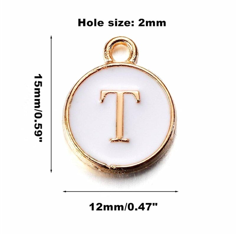 Kinteshun Alphabet Letter Charms,Initial A-Z Alphabet Round Double-side Enamel Letters Charm Pendant Bead for DIY Personalized Jewelry Making Findings(4 sets/104pcs) - Image 2