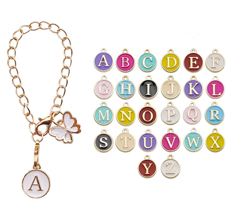 Kinteshun Alphabet Letter Charms,Initial A-Z Alphabet Round Double-side Enamel Letters Charm Pendant Bead for DIY Personalized Jewelry Making Findings(4 sets/104pcs) - Image 4
