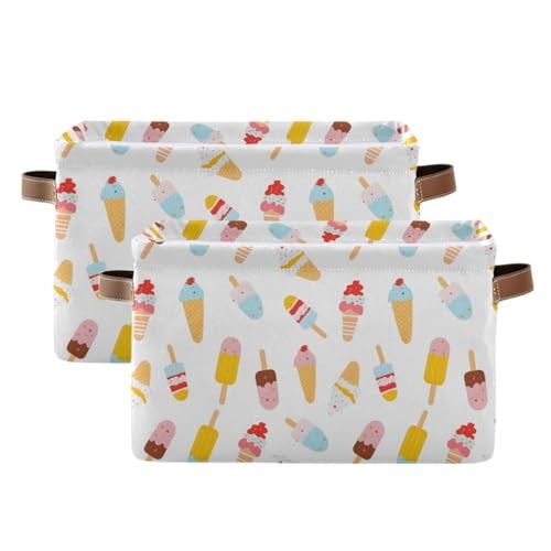 ALAZA Polka Dots Ice Cream Foldable Storage Box Storage Basket Organizer Bins with Handles for Shelf Closet Living Room Bedroom Home Office 1 Pack - Image 3