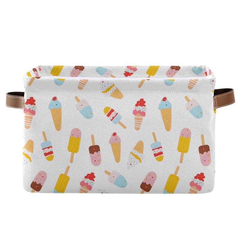 ALAZA Polka Dots Ice Cream Foldable Storage Box Storage Basket Organizer Bins with Handles for Shelf Closet Living Room Bedroom Home Office 1 Pack - Image 2