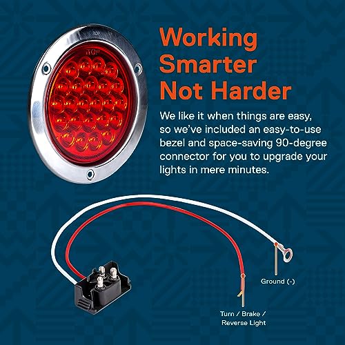 ONLINE LED STORE TRUE MODS 2pc 4" Inch Round 10 LED Trailer Tail Lights [DOT FMVSS 108] [SAE STI] [Stainless Steel Chrome Bezel & Connector Plug] Stop Brake Lights Compatible with Jeep TJ Semi Truck RV Flatbed Camper - Image 5