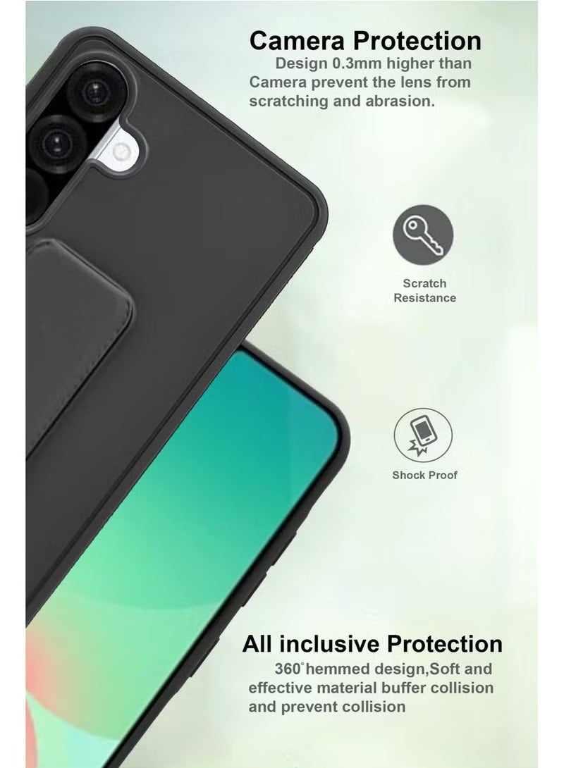 3-in-1 Magnetic Wrist Strap Hand Grip Stand Back Case Cover With Foldable Kickstand & Finger Strap for Samsung Galaxy A56- Black - Image 4