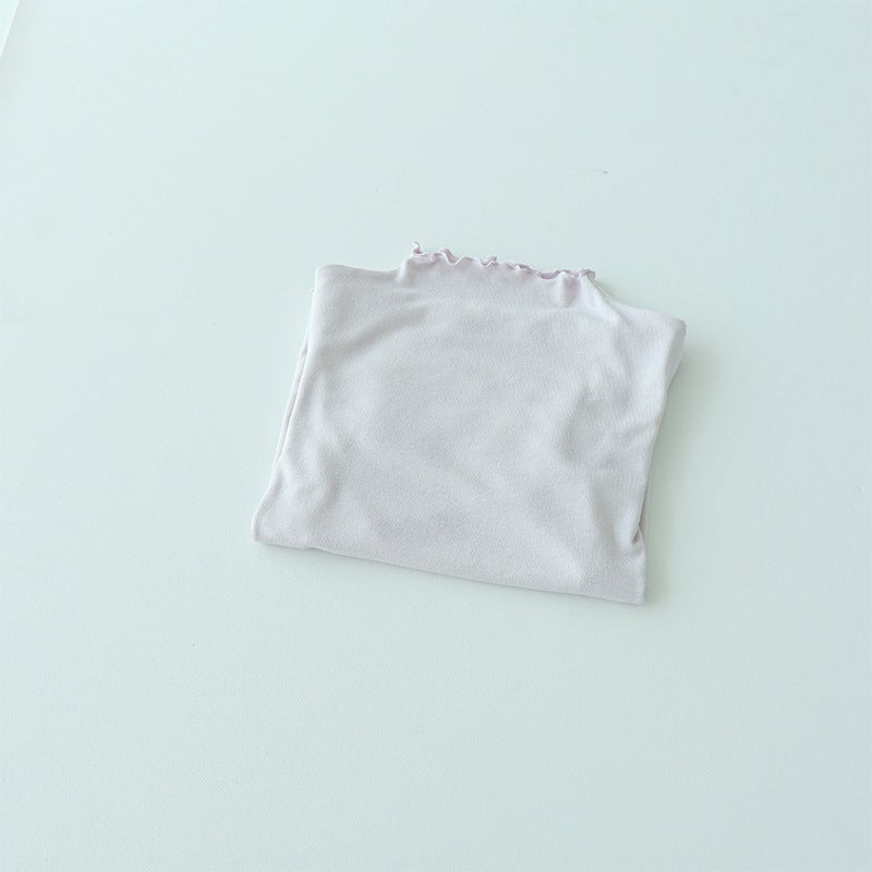 Girls' Bottoming Shirt Spring Style Kidsren'S Lace Top Little Girl Korean Style Pure Color Long-Sleeved T-Shirt - Image 1