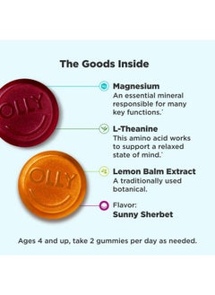 OLLY OLLY Kids Chillax Gummies, L-Theanine, Magnesium, Lemon Balm, Chewable Supplement, Sherbet Flavor with Other Natural Flavor - 50 Count  - Image 2