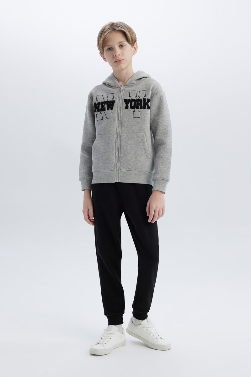 DeFacto Boy Hooded Printed Zippered Sweatshirt Sweatpants 2 Piece Set  - Image 1