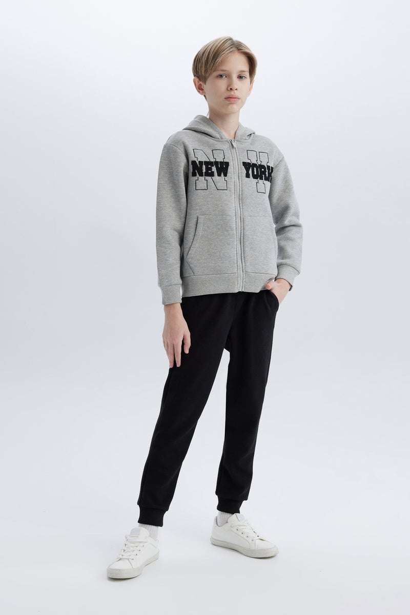 DeFacto Boy Hooded Printed Zippered Sweatshirt Sweatpants 2 Piece Set  - Image 3