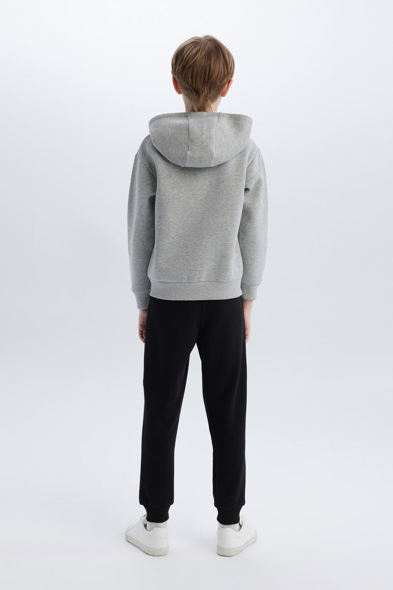 DeFacto Boy Hooded Printed Zippered Sweatshirt Sweatpants 2 Piece Set  - Image 4