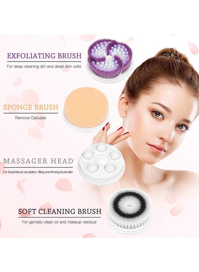 Cnaier - Rechargeable Electric Facial Cleansing Brush, Gentle Exfoliation, Deep Cleansing and Skin Tenderness, 4 Brush Heads with 2 Power Levels - Image 1