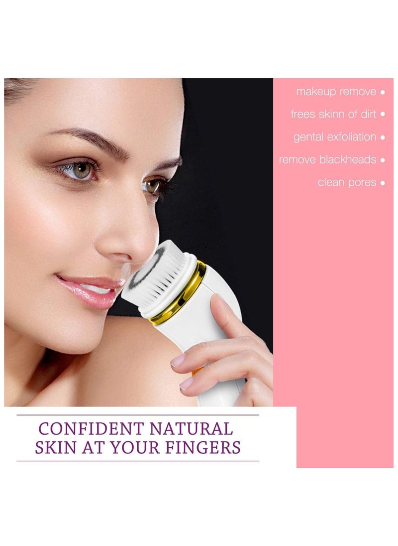 Cnaier - Rechargeable Electric Facial Cleansing Brush, Gentle Exfoliation, Deep Cleansing and Skin Tenderness, 4 Brush Heads with 2 Power Levels - Image 1