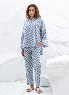 sanskrutihomes Geometric Printed Notch Neck Top and Straight Pyjama Pants by Styli  - Image 1
