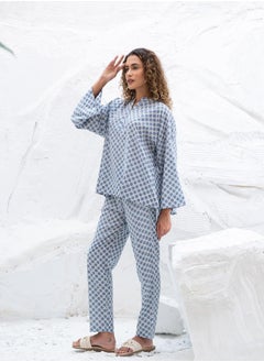 sanskrutihomes Geometric Printed Notch Neck Top and Straight Pyjama Pants by Styli  - Image 3