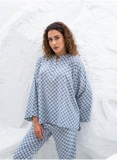 sanskrutihomes Geometric Printed Notch Neck Top and Straight Pyjama Pants by Styli  - Image 5