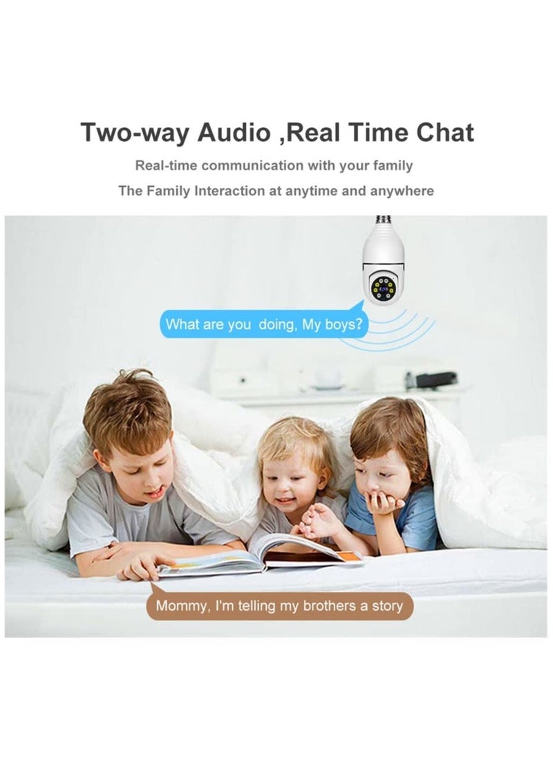 1080P Wireless Tovnet Wifi Pan/Tilt Light Bulb Security Camera, 360 Degrees 3.0MP Cam Home Surveillance CCTV Panoramic IP Camera, with Night Vision - Image 3