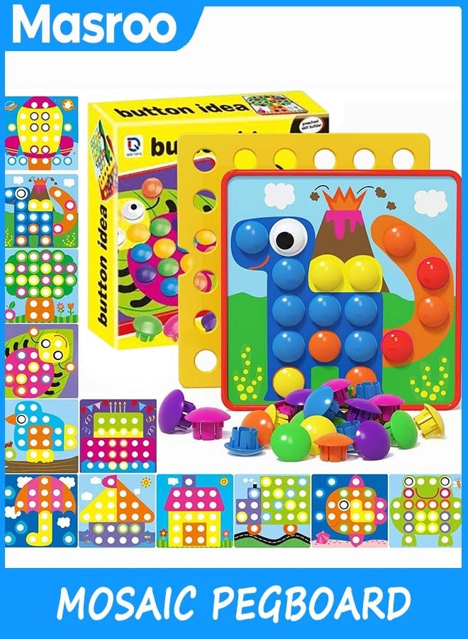 Masroo Color Matching Mosaic Pegboard – Sensory Early Learning Kids Activity, Educational Preschool Toys Gifts for Kids, Boys & Girls Ages 3+ - Image 1