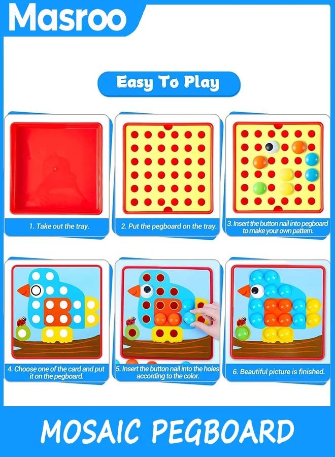Masroo Color Matching Mosaic Pegboard – Sensory Early Learning Kids Activity, Educational Preschool Toys Gifts for Kids, Boys & Girls Ages 3+ - Image 2
