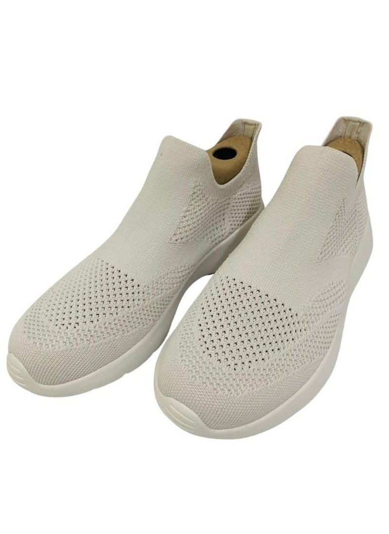 DUOZOULU - Lightweight slip on shoes comfortable and durable men's classic & fashion sneakers  shoes for men and shoes for women  Basic Breathable Mesh shoe Lazy shoes design by DUOZOULU - Chalk White - Image 1
