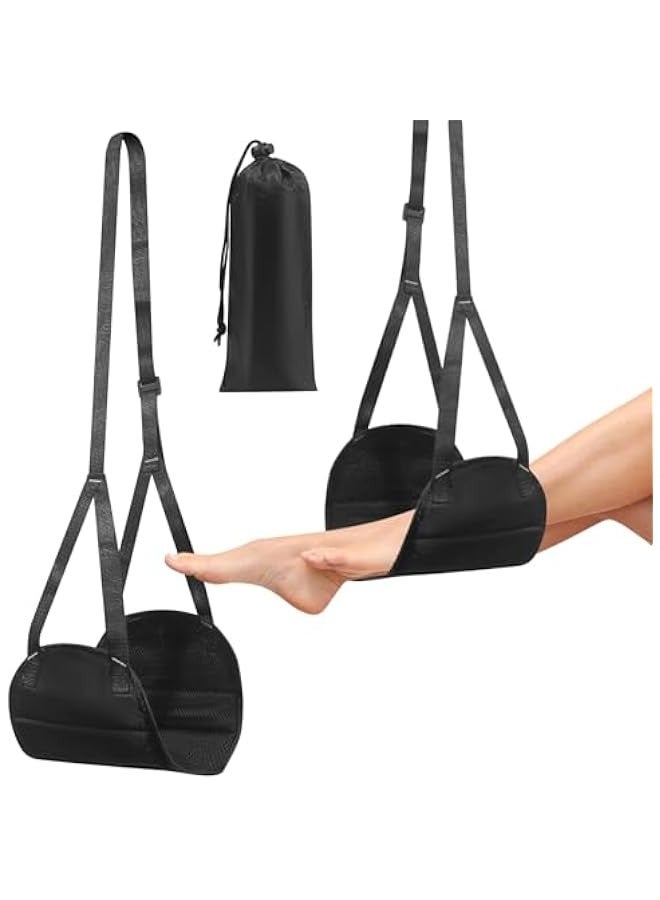 TRASSLE Airplane Footrest, Airplane Travel Foot Rest, Portable Travel Foot Hammock, Airplane Travel Accessories, Adjustable Flying Foot Rest for Airplane Travel, for Long Flight Bus Train Office  - Image 1
