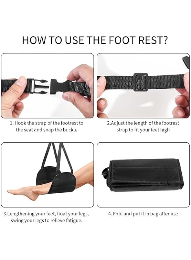 TRASSLE Airplane Footrest, Airplane Travel Foot Rest, Portable Travel Foot Hammock, Airplane Travel Accessories, Adjustable Flying Foot Rest for Airplane Travel, for Long Flight Bus Train Office  - Image 3