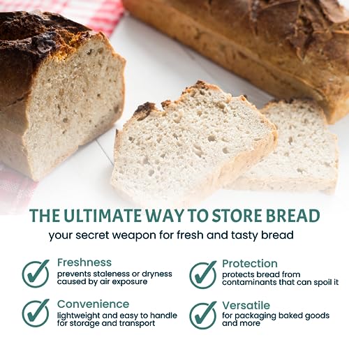 FUNSTITUTION Reusable Plastic Bread Bags for Homemade Bread - 50 Pack Clear Bag with Ties For An Airtight Moisture-free Preservation and Storage - Loaf For Home Bakers and Bakery Owners - Image 3