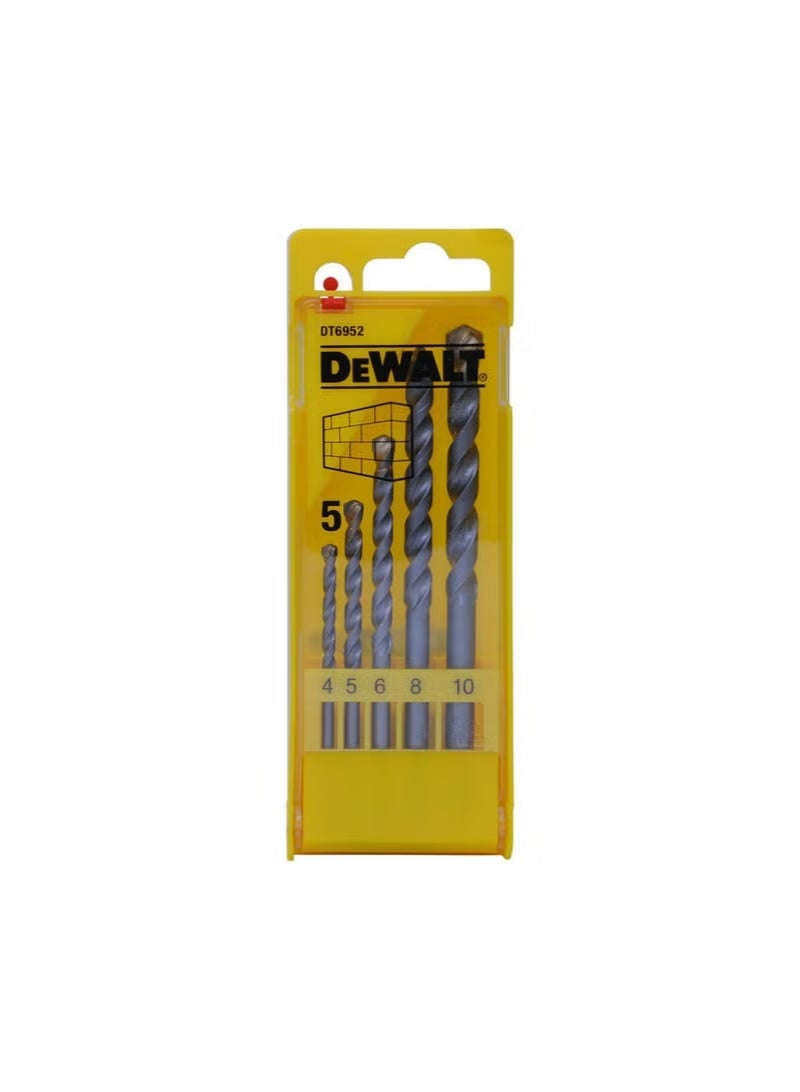 Dewalt Drill Bit Set Masonry 5pcs (4mm to 10mm) Plastic Cassette DT6952-QZ