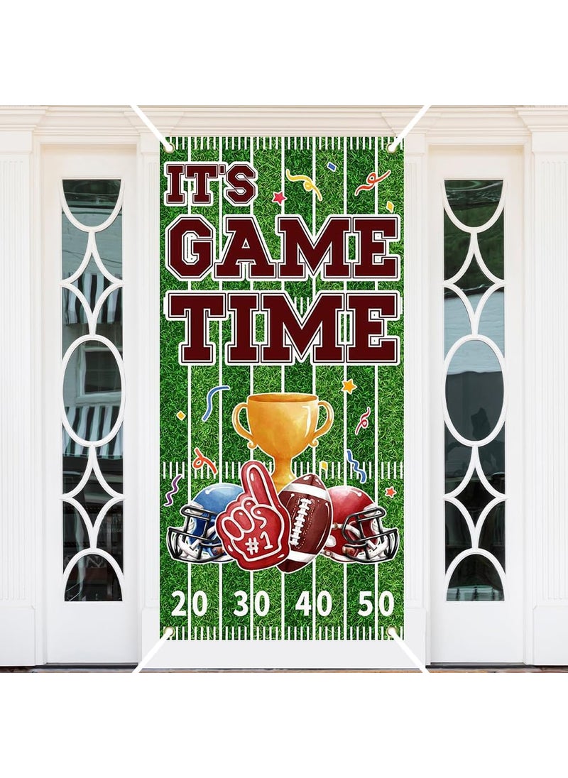 Ticuenicoa Ticuenicoa Football Party Decorations Door Cover  Football Door Cover Banner  Its Game Time Game Day Banner Backdrop for American Football Birthday Party  Tailgate Party Decor  - Image 3