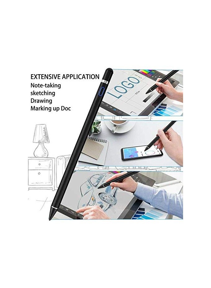 FEND قلم ستايلس مع رأس 1-2 مم وتقنية الاستشعار النشط حساسية عالية ودقة قلم سعوي أسود - Image 4