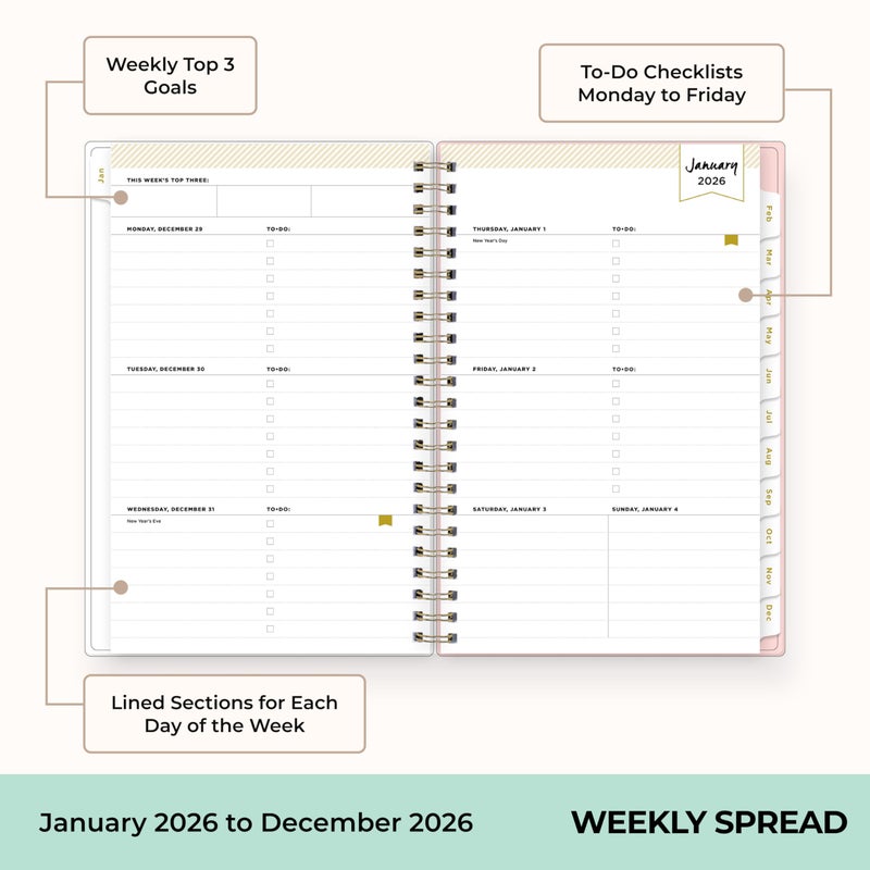 Blue Sky Day Designer 2026 Weekly and Monthly Planner Calendar, January 2026 - December 2026, 5" x 8", Clear Pocket Cover, Durable Twin Wire Binding, Includes Storage Pocket, Stickers, Coming Up Roses - Image 3
