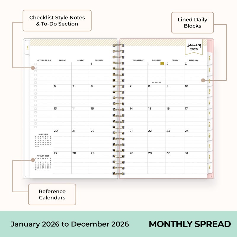 Blue Sky Day Designer 2026 Weekly and Monthly Planner Calendar, January 2026 - December 2026, 5" x 8", Clear Pocket Cover, Durable Twin Wire Binding, Includes Storage Pocket, Stickers, Coming Up Roses - Image 4