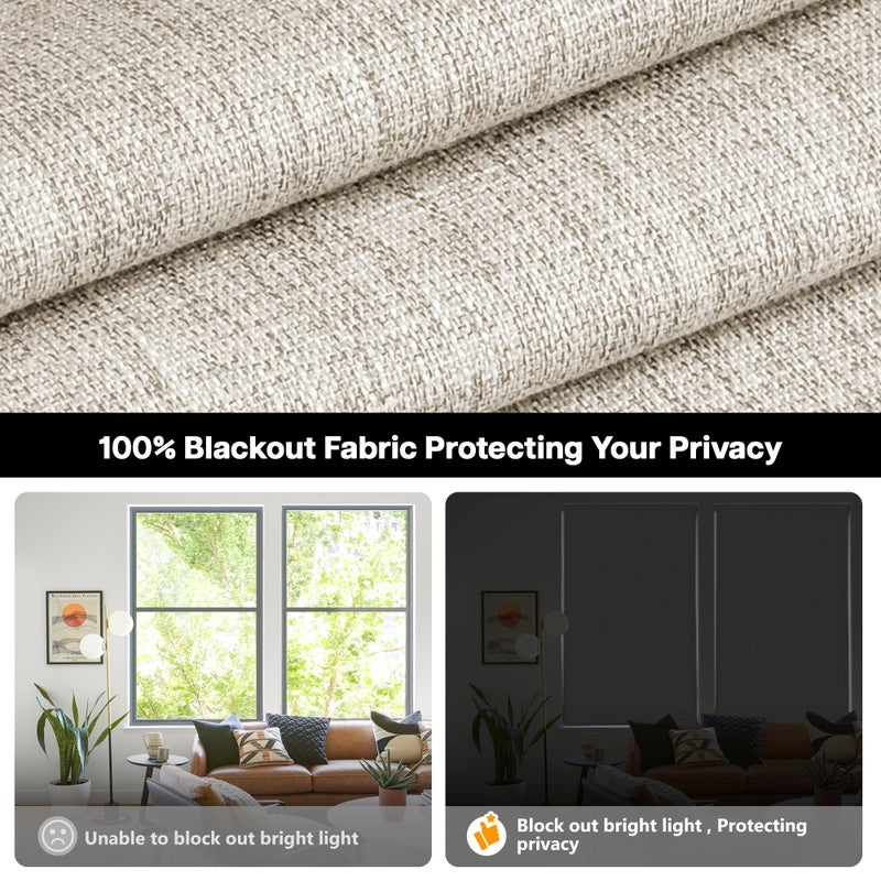 LazBlinds No Tools No Drill Cordless Roman Shades for Windows, Blackout Thermal Insulated UV Blocking Window Blinds, Room Darkening Fabric Blinds for Indoor Windows, 27'' W x 64'' H, Beige - Image 3