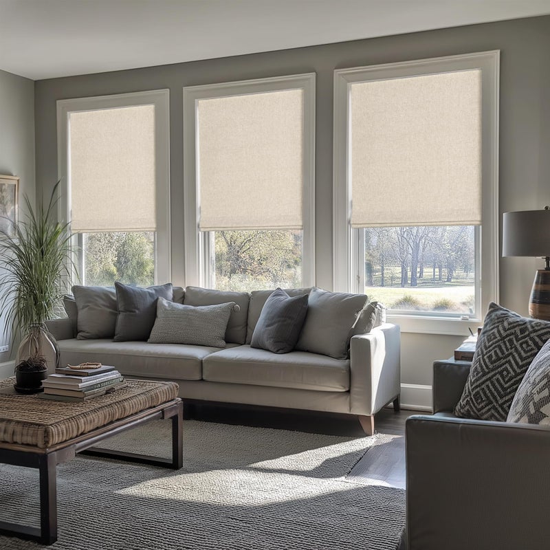 LazBlinds No Tools No Drill Cordless Roman Shades for Windows, Blackout Thermal Insulated UV Blocking Window Blinds, Room Darkening Fabric Blinds for Indoor Windows, 27'' W x 64'' H, Beige - Image 5