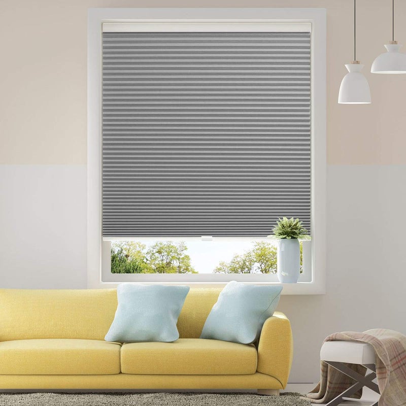 Blackout Cellular Shades Cordless Blinds Window Shades for Home 22W x 48H Cool SilverBlackout