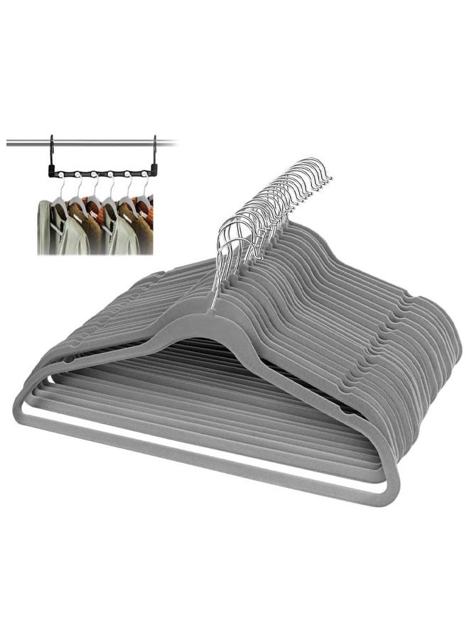 D'HOME Non-Slip Velvet Hangers - Suit Hangers Ultra Thin Space Saving 360 Degree Swivel Hook Strong and Durable Clothes Hangers Hold Up-to 10 Lbs (25, Grey)  - Image 1