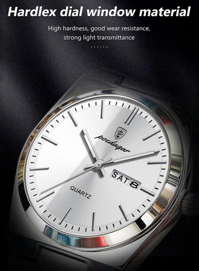 POEDAGAR ساعات رجالية ماركة فاخرة مقاومة للماء ساعة تاريخية للرجال حزام فولاذي ساعة كاجوال كوارتز ساعة رياضية للمعصم - Image 3