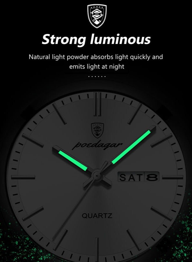 POEDAGAR ساعات رجالية ماركة فاخرة مقاومة للماء ساعة تاريخية للرجال حزام فولاذي ساعة كاجوال كوارتز ساعة رياضية للمعصم - Image 4