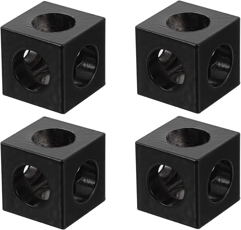 4pcs Black Aluminum Extrusion Corner Bracket Set, 2020 Slot Connector for 3D Printer Frame, Industrial Aluminum Block Frame Hardware - Image 1
