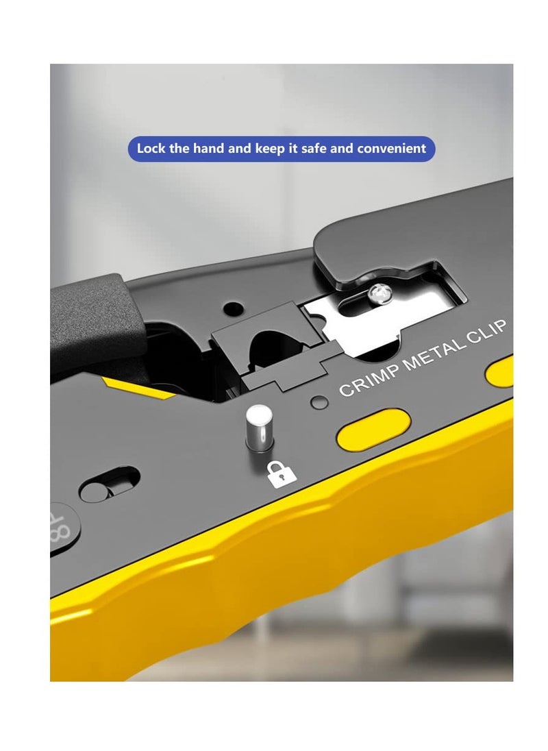 زيلينك - أداة الضغط ZLink RJ45 Pass Through Crimp Tool، أداة الضغط RJ45 Cat5 Cat6 Cat7، أداة الضغط RJ11، أداة الضغط لتجريد كابل شبكة Ethernet، كماشة أدوات الضغط المعيارية الصغيرة - Image 1