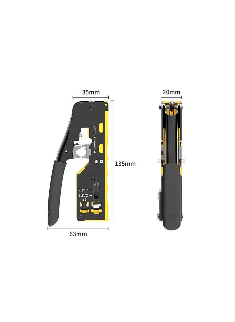 زيلينك - أداة الضغط ZLink RJ45 Pass Through Crimp Tool، أداة الضغط RJ45 Cat5 Cat6 Cat7، أداة الضغط RJ11، أداة الضغط لتجريد كابل شبكة Ethernet، كماشة أدوات الضغط المعيارية الصغيرة - Image 1
