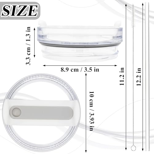 TiciKim 40oz Tumbler Lid Compatible for Stanley, 2 Pack Replacement Tumbler Lids Fit for Stanley Quencher 2.0 Tumbler 40 OZ, with Straws and Cleaning Brush (Grey) - Image 2