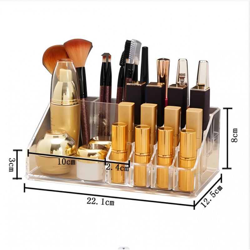 Temu -Selling Vertical 16-Compartment Lipstick Rack Compartment Lip Glaze Storage Display Rack Transparent Fish-Shaped Lipstick Storage Box - Image 1