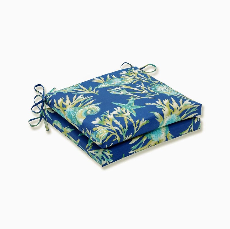 Pillow Perfect OutdoorIndoor Daytrip Pacific Square Corner Seat Cushions 2 Count Pack of 1 Blue