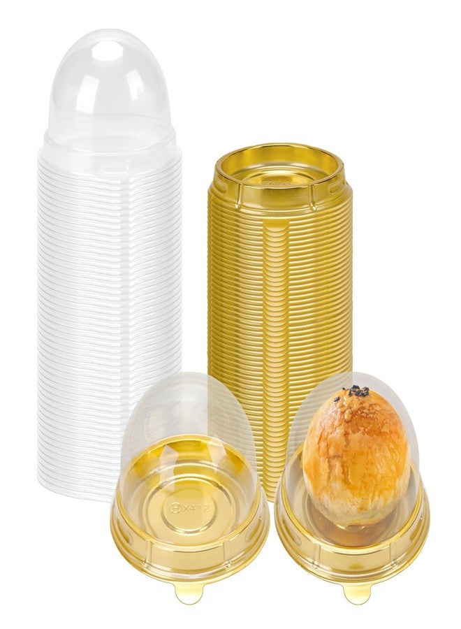NPLUX Mini Individual Cupcake Container Mini Cupcake Holder Desk Pet Containers for Chocolate Covered Cookies, Strawberry, Mooncake(50 Pack, Gold) - Image 1