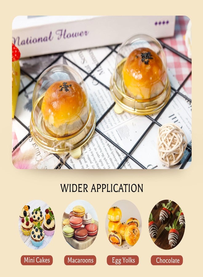 NPLUX Mini Individual Cupcake Container Mini Cupcake Holder Desk Pet Containers for Chocolate Covered Cookies, Strawberry, Mooncake(50 Pack, Gold) - Image 4