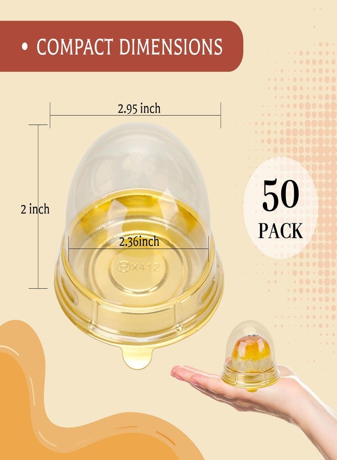 NPLUX Mini Individual Cupcake Container Mini Cupcake Holder Desk Pet Containers for Chocolate Covered Cookies, Strawberry, Mooncake(50 Pack, Gold) - Image 3