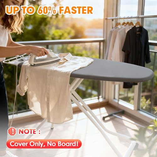 Dalykate Ironing Board Cover and Pad, 15x54 Standard Size Thick Iron Padding, Scorch & Stain Resistant Ironing board cover, Heavy Duty Iron Board Padded with Adjustable Fasteners Durable Elastic Edge, Grey - Image 2